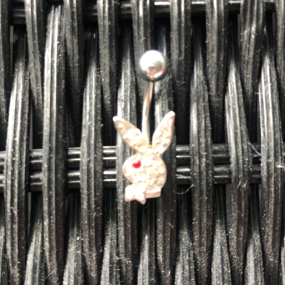 playboy crystal red eye belly button navel ring